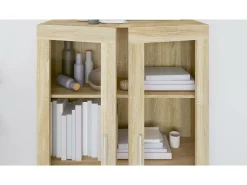 Vitrina de madera contrachapada color roble 82,5x30,5x115 cm