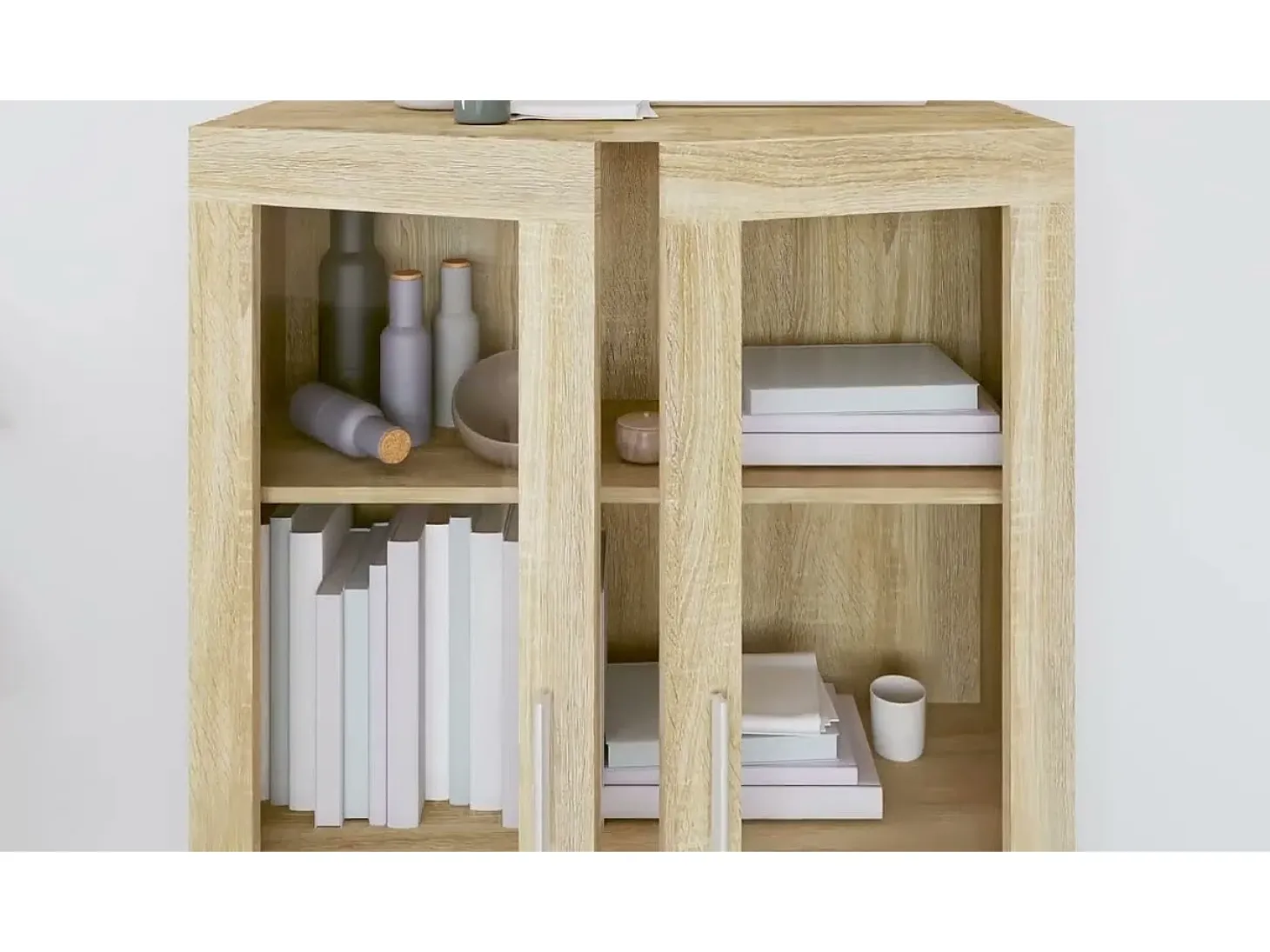 Vitrina de madera contrachapada color roble 82,5x30,5x115 cm