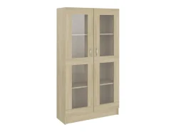 Vitrina de madera contrachapada color roble 82,5x30,5x150 cm