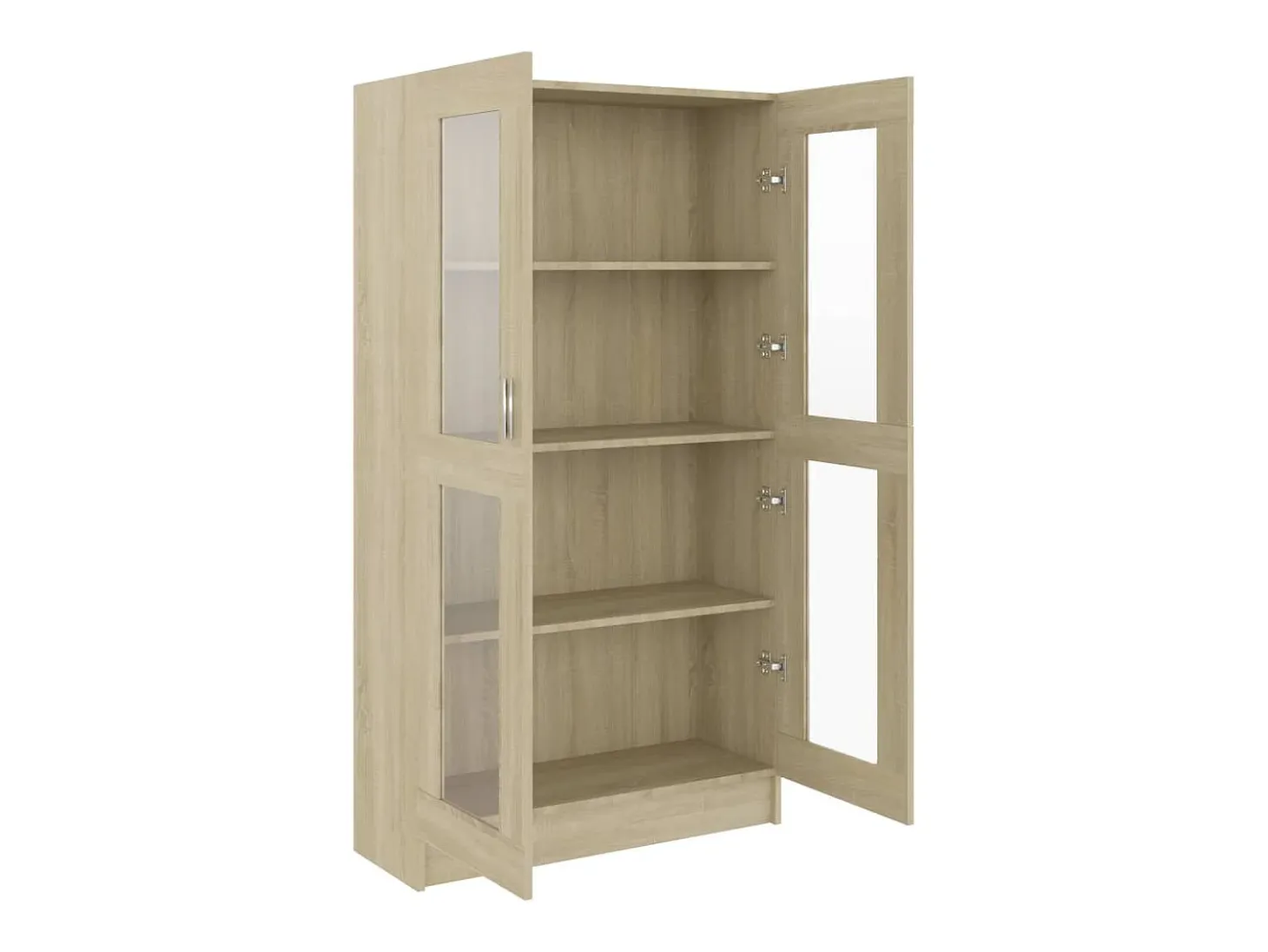 Vitrina de madera contrachapada color roble 82,5x30,5x150 cm