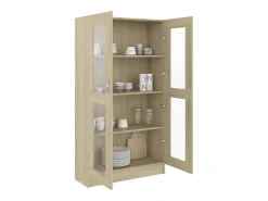 Vitrina de madera contrachapada color roble 82,5x30,5x150 cm