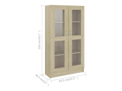 Vitrina de madera contrachapada color roble 82,5x30,5x150 cm