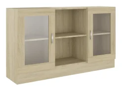 Vitrina de madera contrachapada color roble 120x30,5x70 cm ES354998