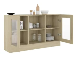 Vitrina de madera contrachapada color roble 120x30,5x70 cm ES354998