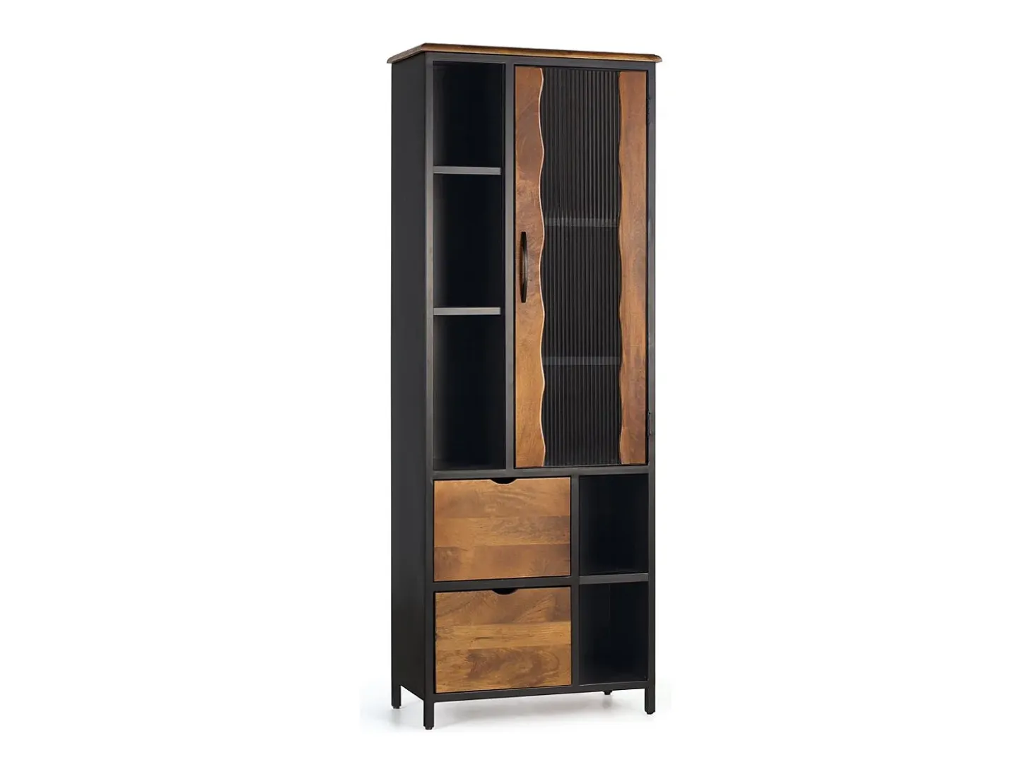 Vitrina de madera de mango y toques en metal