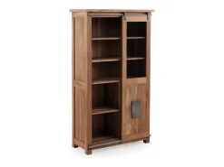 Vitrina de madera maciza de acacia reciclada