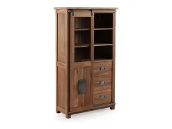 Vitrina de madera maciza de acacia reciclada