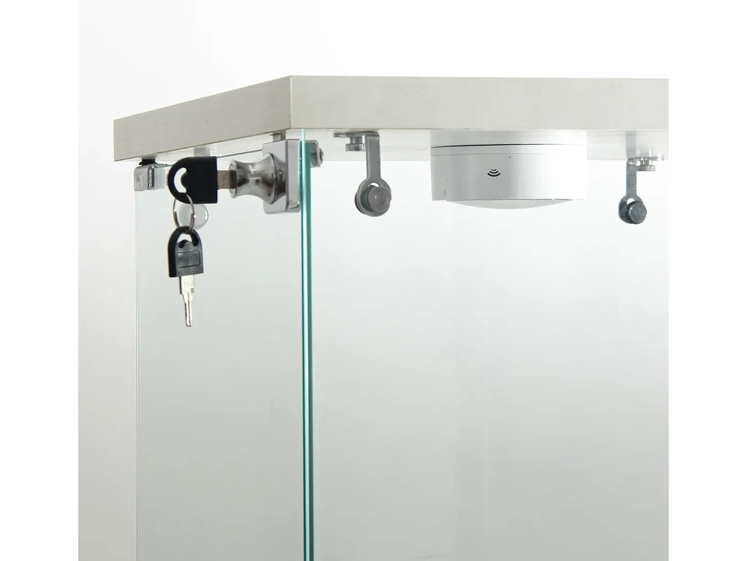 Vitrina de vidrio de doble capa con puerta, estantería independiente para sala de estar, dormitorio, oficina, 40,4 x 36,5 x 86,2 cm, color blanco