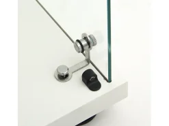 Vitrina de vidrio de doble capa con puerta, estantería independiente para sala de estar, dormitorio, oficina, 40,4 x 36,5 x 86,2 cm, color blanco