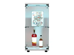 Vitrina de vidrio de doble capa con puerta, estantería independiente para sala de estar, dormitorio, oficina, 40,4 x 36,5 x 86,2 cm, color blanco