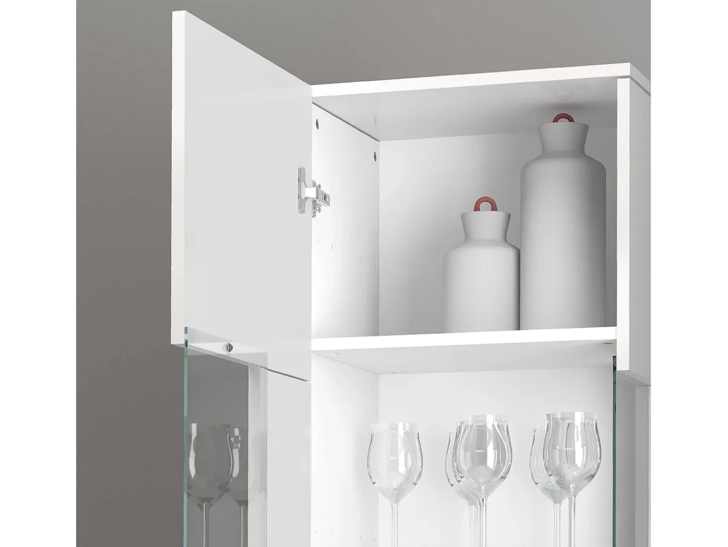 Vitrina Egypt con 1 puerta y 5 estantes blanco brillo 45x34x190 cm