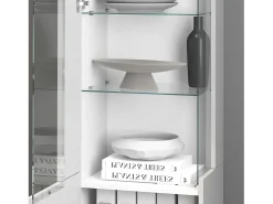 Vitrina Egypt con 1 puerta y 5 estantes blanco brillo 45x34x190 cm