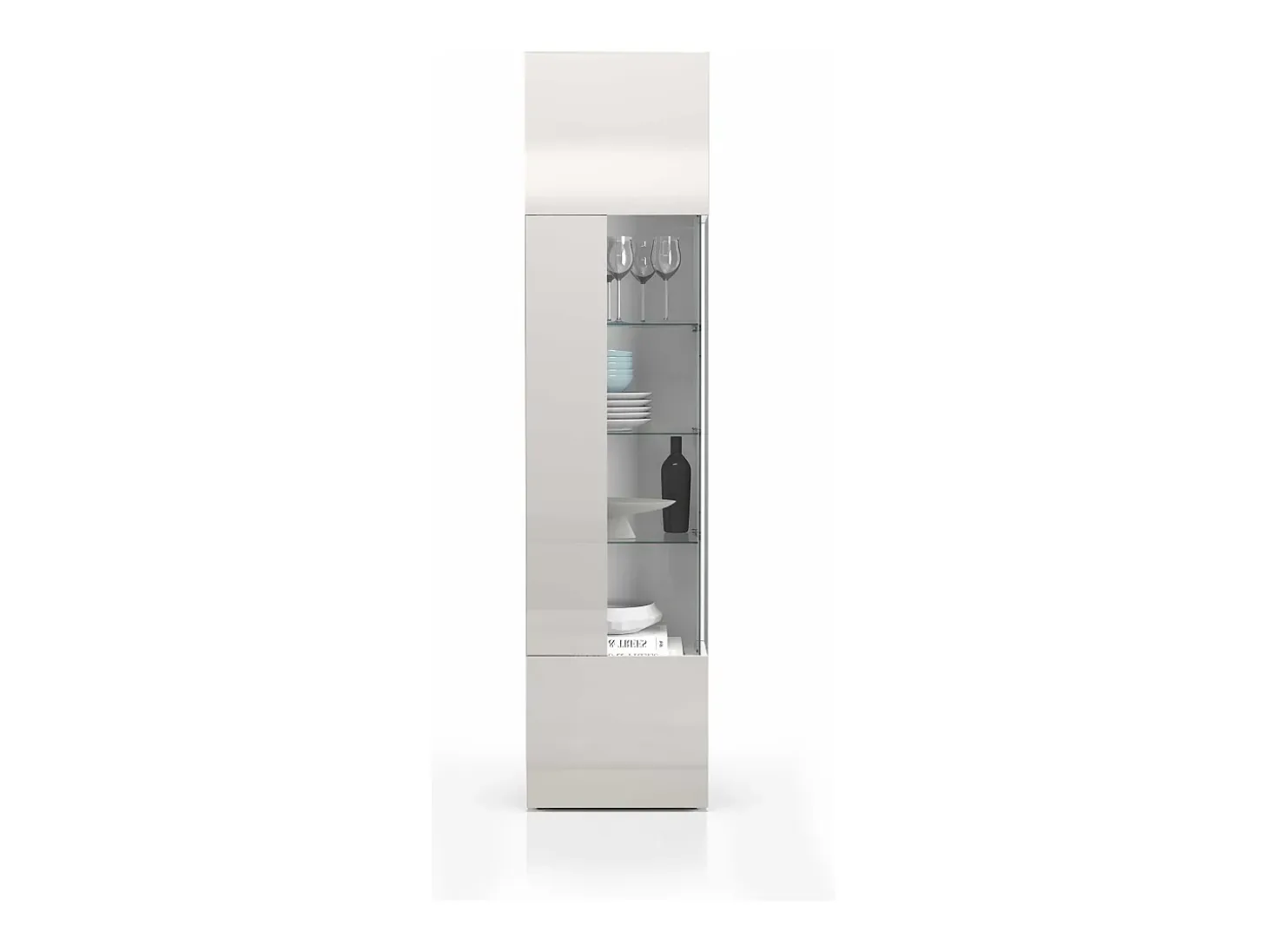 Vitrina Egypt con 1 puerta y 5 estantes blanco brillo 45x34x190 cm