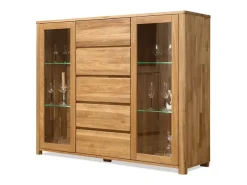 Vitrina Eliza de roble macizo 160 cm