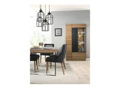 Vitrina en madera de roble miel y acero negro Mazora 95 cm