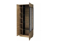 Vitrina en madera de roble miel y acero negro Mazora 95 cm