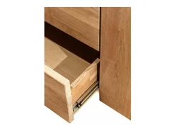 Vitrina en roble macizo blanqueado 1 puerta cristal 2 cajones Nordo 80 cm