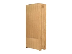 Vitrina en roble macizo blanqueado 1 puerta cristal 2 cajones Nordo 80 cm