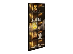 Vitrina esquinera de cristal templado - 62 x 35 x 160 cm - con LEDs + tapa antipolvo + 2 puertas - MDF + cristal - negro