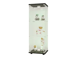 Vitrina GARHELPER de cristal – 3 estantes, 1 puerta, cristal templado, luz LED, blanco, 42x36x125 cm