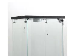 Vitrina GARHELPER de cristal – 3 estantes, 1 puerta, cristal templado, luz LED, blanco, 42x36x125 cm