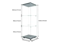 Vitrina GARHELPER de cristal – 3 estantes, 1 puerta, cristal templado, luz LED, blanco, 42x36x125 cm