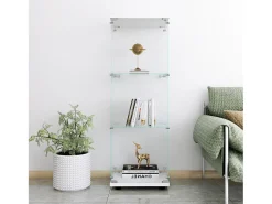 Vitrina GARHELPER de cristal templado, 3 estantes y 1 puerta, color blanco, 42 x 36 x 125 cm