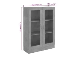 Vitrina gris hormigón 82,5x30,5x115 cm Madera de ingeniería