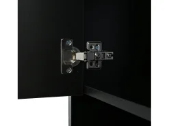 Vitrina LED con 1 cajón de almacenamiento, 4 puertas y estantes de cristal - negra