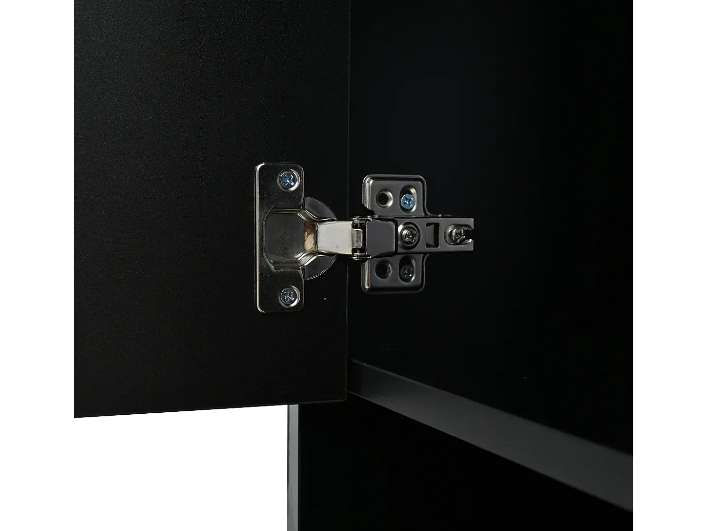 Vitrina LED con 1 cajón de almacenamiento, 4 puertas y estantes de cristal - negra