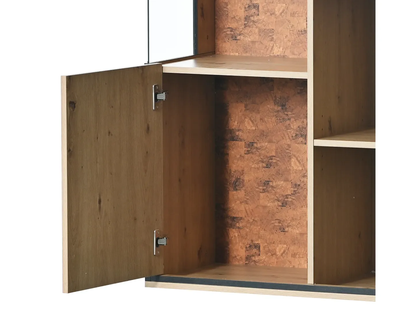 Vitrina LED 150x78x40cm - con gran espacio de almacenamiento puerta de cristal - mueble de presentación - madera natural