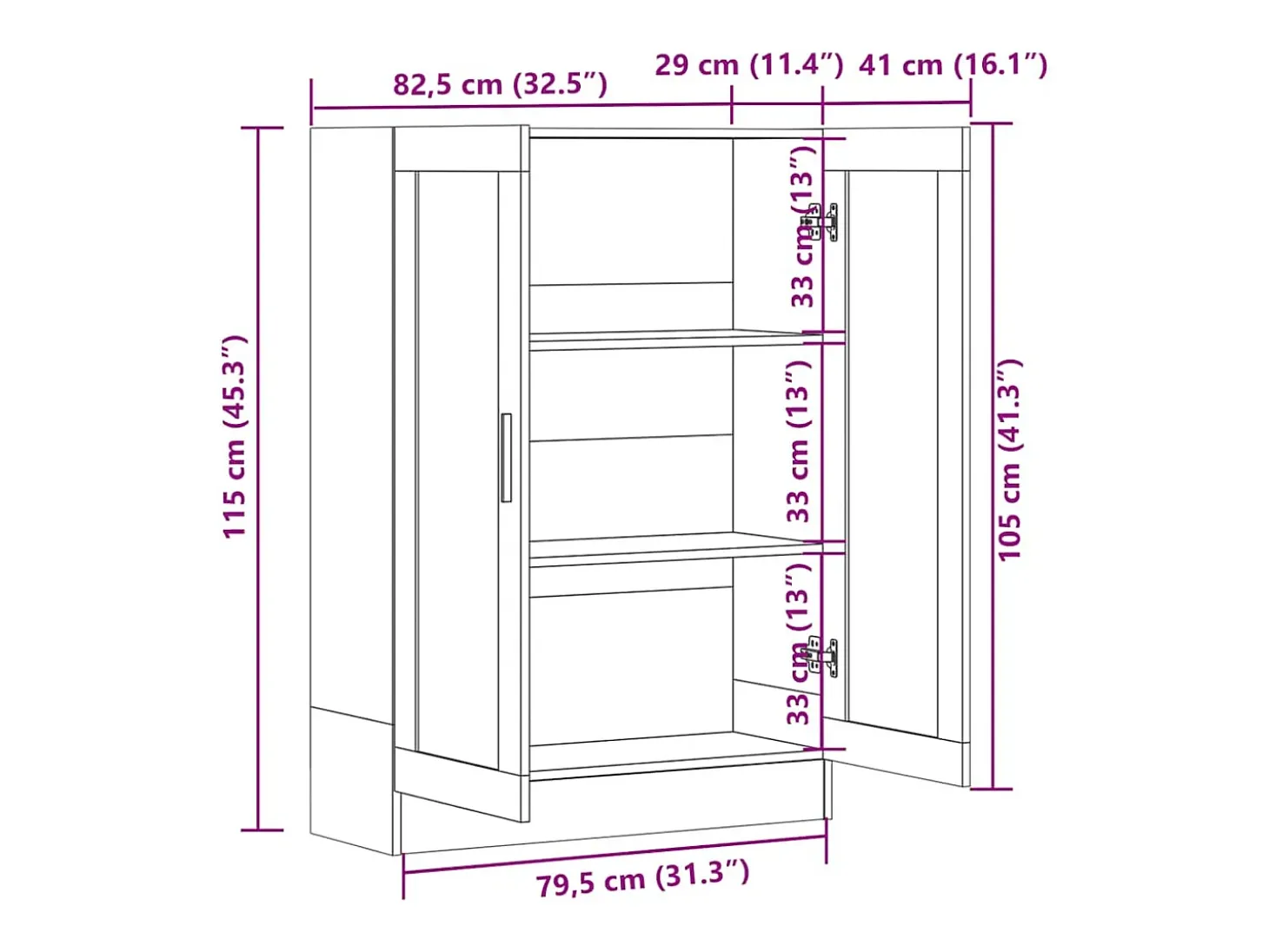 Vitrina madera contrachapada gris Sonoma 82,5x30,5x115 cm
