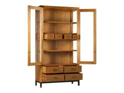 Vitrina Mindy madera maciza clara 2 puertas 8 cajones Zandhu 100 cm