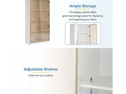 Vitrina moderna con luces LED en 16 colores - Al. 160 cm - 2 puertas con estantes extraíbles - Transparente
