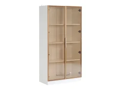 Vitrina moderna con luces LED en 16 colores - Al. 160 cm - 2 puertas con estantes extraíbles - Transparente