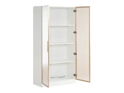 Vitrina moderna con luces LED en 16 colores - Al. 160 cm - 2 puertas con estantes extraíbles - Transparente