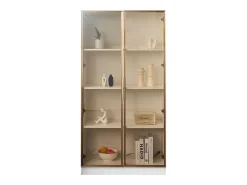 Vitrina moderna con luces LED en 16 colores - Al. 160 cm - 2 puertas con estantes extraíbles - Transparente