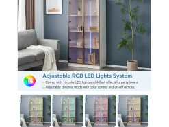 Vitrina moderna con luces LED en 16 colores - Al. 160 cm - 2 puertas con estantes extraíbles - Transparente