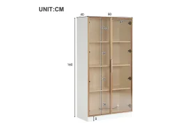 Vitrina moderna con luces LED en 16 colores - Al. 160 cm - 2 puertas con estantes extraíbles - Transparente