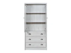 Vitrina moderna 80x34x171 cm - Exterior de madera, puertas de cristal, 3 cajones y tiradores de latón