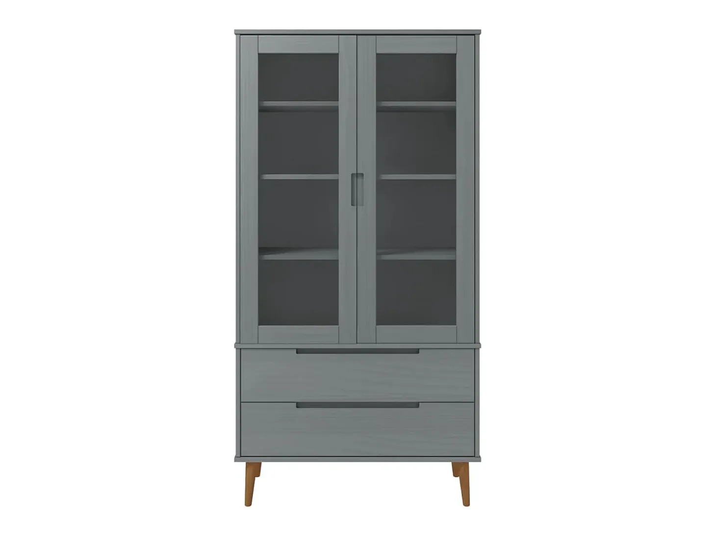 Vitrina MOLDE Gris 90x35x175 cm Madera Maciza de Pino