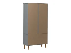 Vitrina MOLDE Gris 90x35x175 cm Madera Maciza de Pino