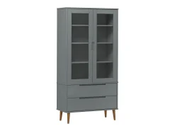 Vitrina MOLDE Gris 90x35x175 cm Madera Maciza de Pino