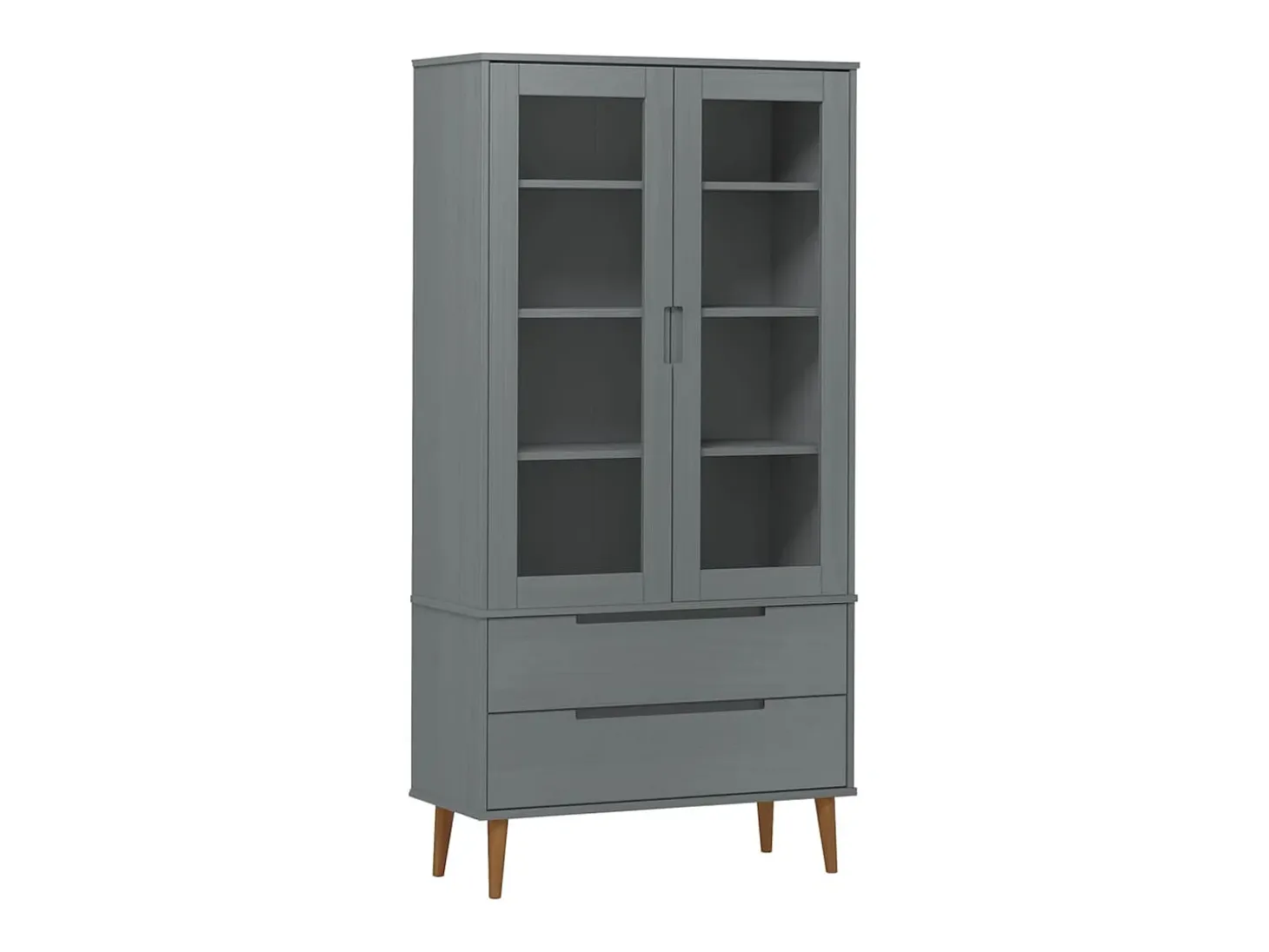 Vitrina MOLDE Gris 90x35x175 cm Madera Maciza de Pino