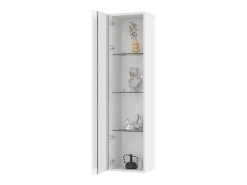Vitrina multifunción - 40 x 29 x 170 cm - con puerta de cristal + LEDs - PB + Cristal - blanco