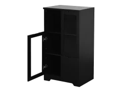 Vitrina negra - Mueble de comedor con 2 puertas y 1 cajón - almacenaje abierto - para dormitorio y salón