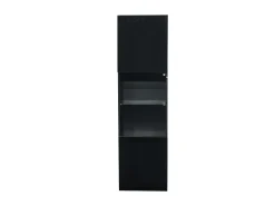 Vitrina negra con iluminación LED, 45x35x160 cm, 1 estante y 2 puertas, para salón y despacho