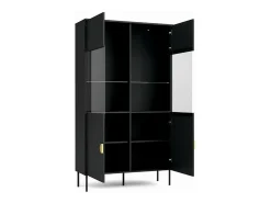 Vitrina negra con puertas de vidrio y tiradores dorados - Colección MONDO