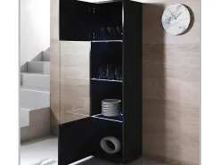 Vitrina para Salón comedor en Negro con LED 40x29x167cm Luke V6