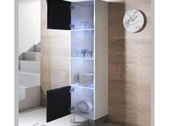 Vitrina para Salón comedor en Blanco y Negro con LED 40x29x177cm Luke V6
